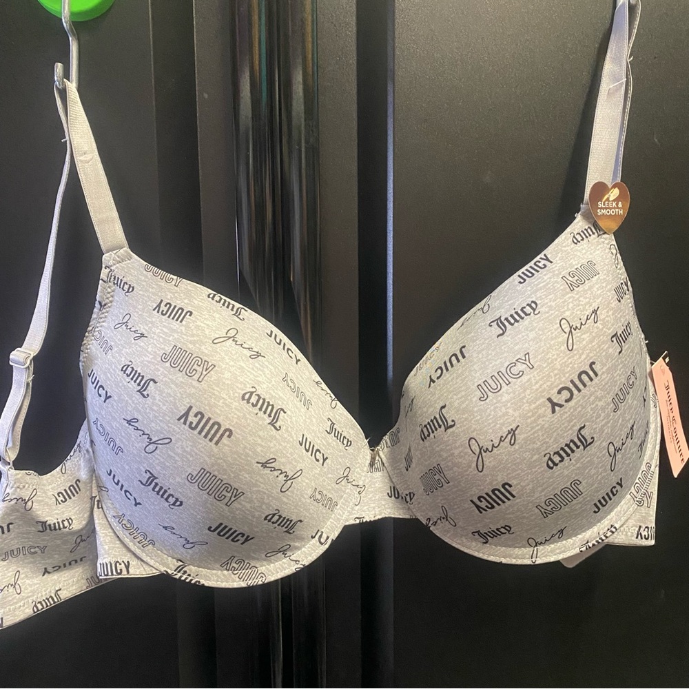 Juicy Couture Light Gray Logo Print T-Shirt Bra